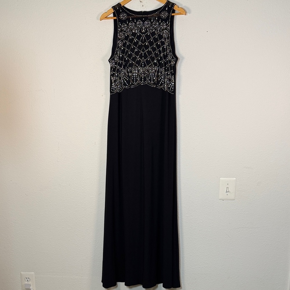 Jackie Jon Beaded Bodice Evening Gown Dress Sz 16 - Picture 3 of 10